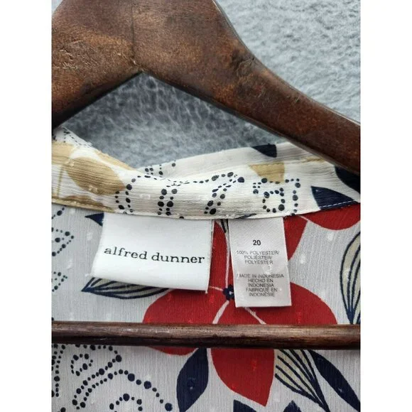 Alfred Dunner Womens Floral Print Button-Up Top Size 20 Lightweight Polyester - Picture 3 of 5